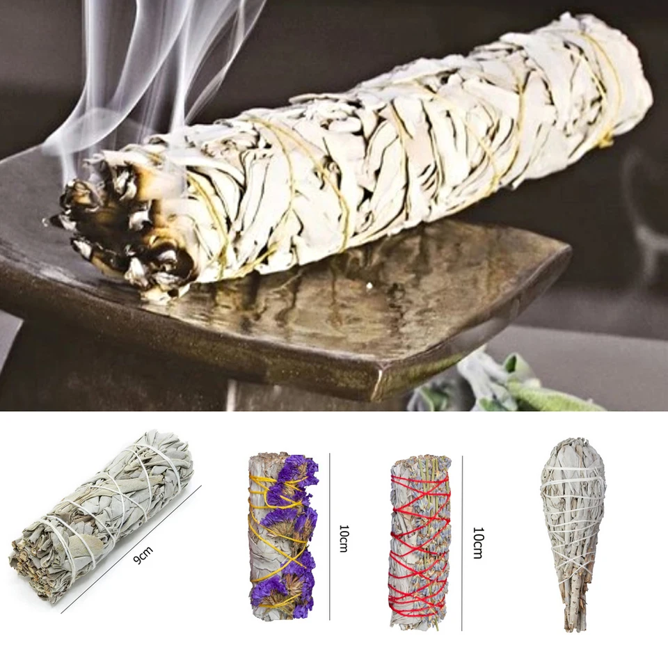 Palo Santo Natural Biely šalvia zväzok trávy Smudge Sticks Pure LeAf Dymové vnútorné čistenie trávnaté kadidlo Domáca kancelária Čistenie