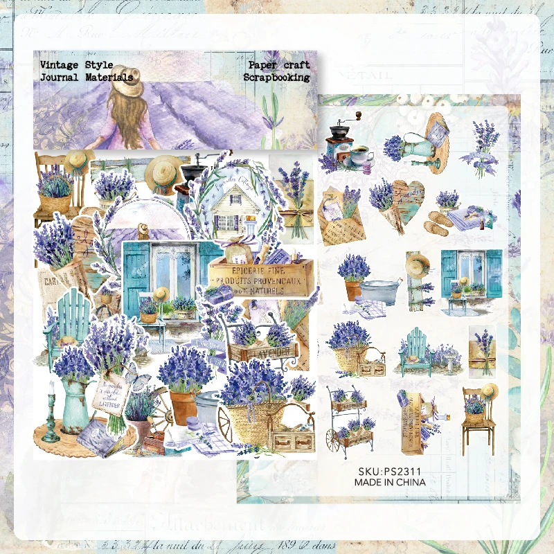 Panalisacraft 40ks vintage nálepky Die Cuts Collection Collection Kit pre plánovač zo scrapbookingu/výroba kariet/denník