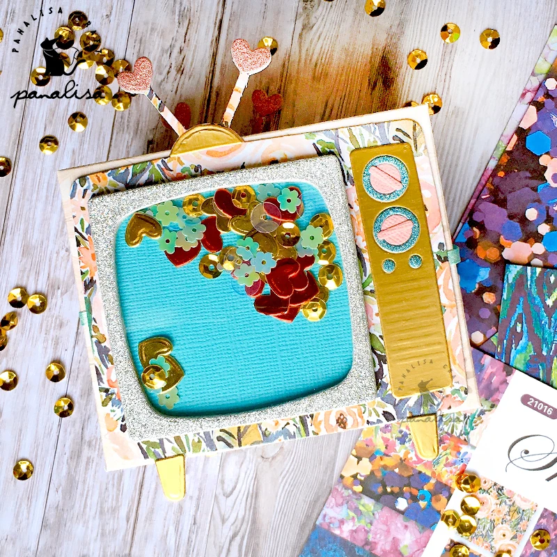 Panalisacraft Cute Televízia Shaker Metal Cutting Dies Stencils DIY Scrapbooking Album Ozdobenie reliéfov DIY papiery