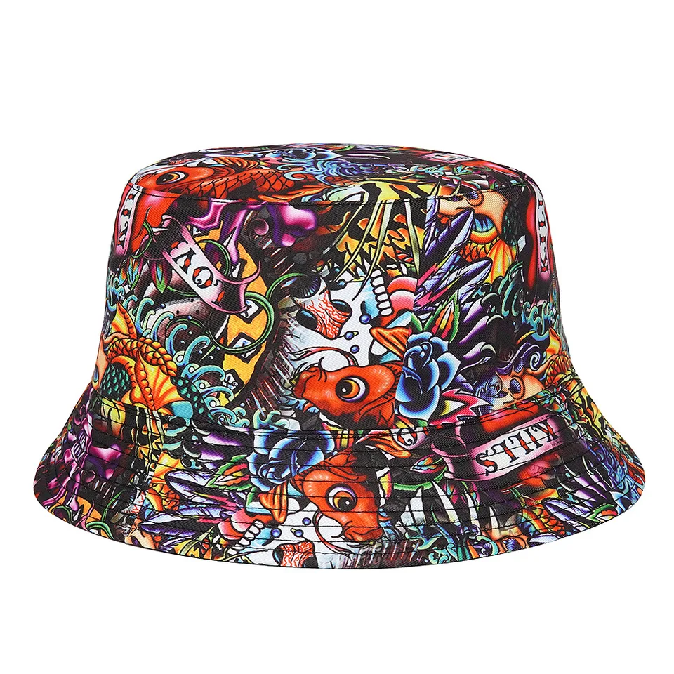 Panama Bucket Hats Animal Letter Print rybársky klobúk letné slnko pre ženy reverzibilná rybárska čiapka