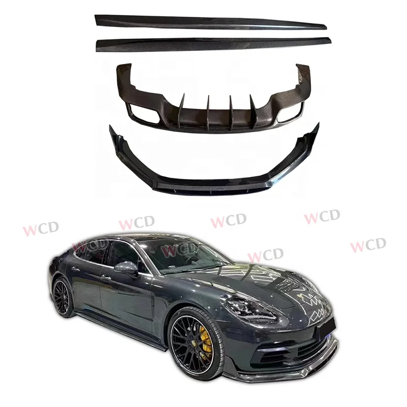 Panamera 971 Skutočná súprava tela z uhlíkových vlákien pre Porsche 971 a Turbo 2017+ prednej pery bočnej sukne Zadný difúzor BodyKit