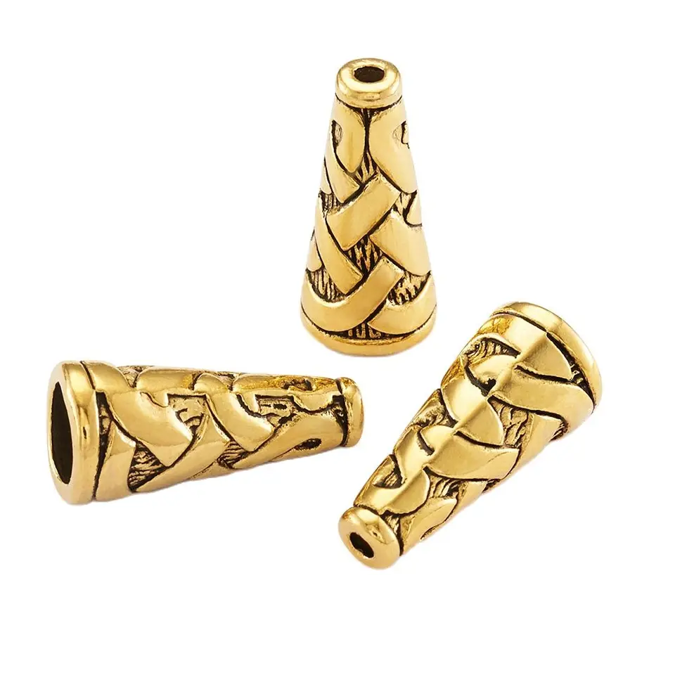 Pandahall 20/50ks Tibetský korálkový kužeľový kužeľový koncový čiapky pre šperky Vytváranie náramkov náramkov s náramkom 18x18x8mm: 1 mm