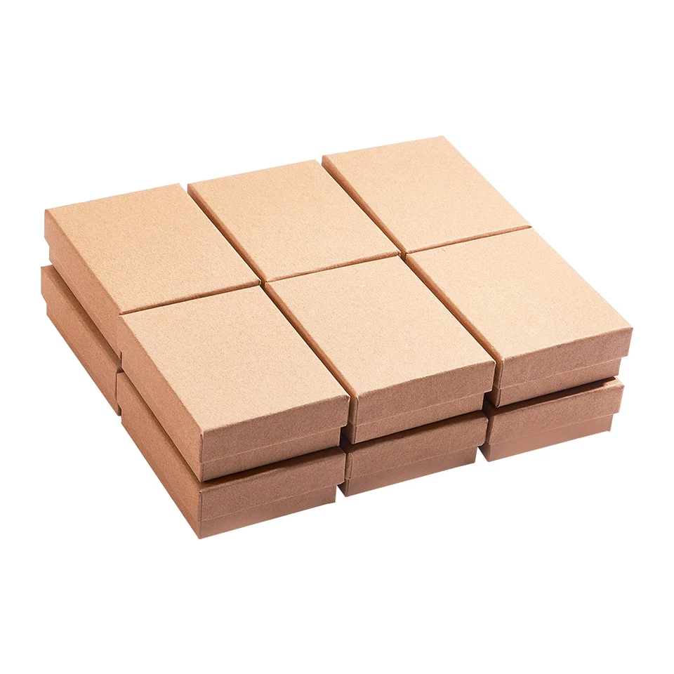 Pandahall kartónový šperk súpravy sada darčekových krabíc pre náušnice prsteňový náhrdelník Balenie šperkov organizátor Displej krabičky 9x7x3cm 12ks