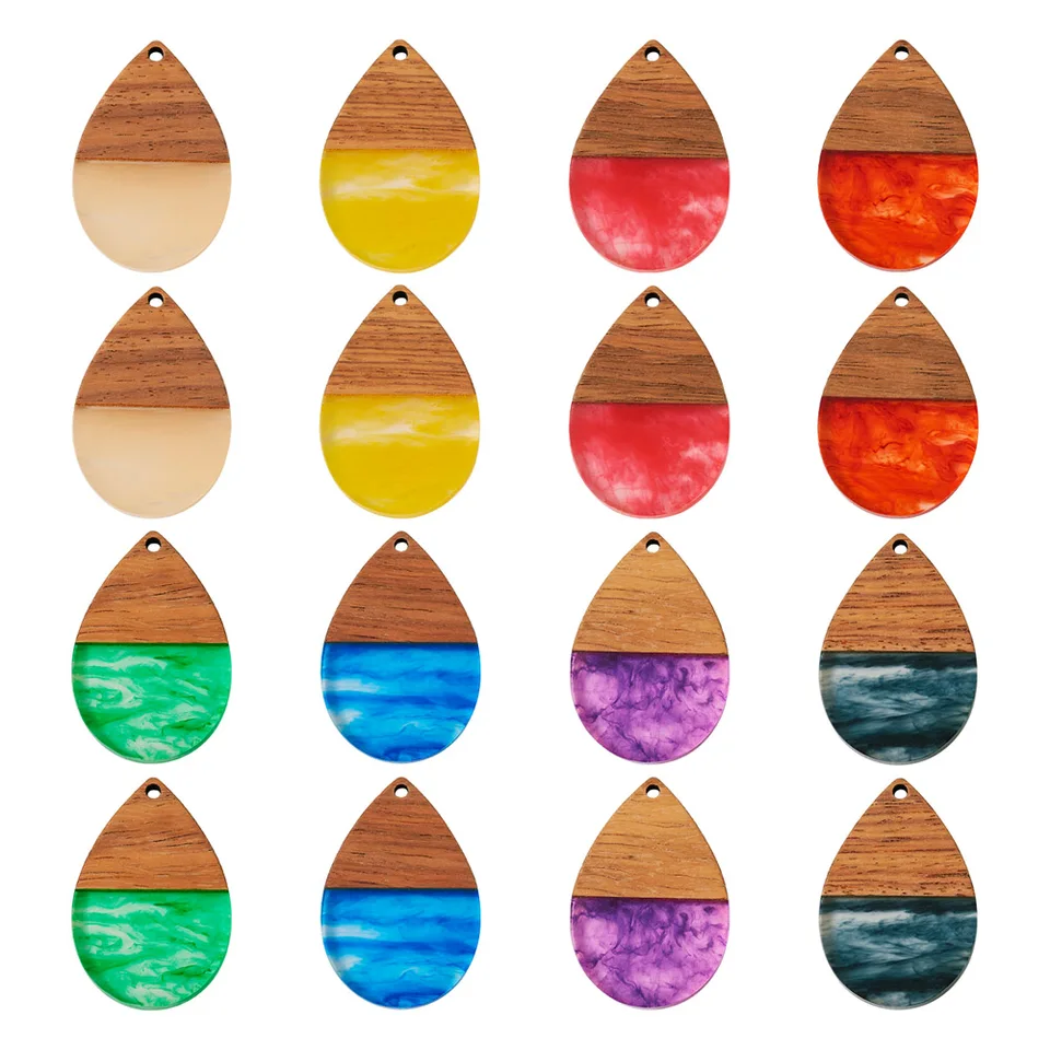 Pandahall Resin & Wood Pendants Charms slzy obdĺžnik Dobenie Rhombus Ring pre šperky výroby DIY náramok náhrdelníkov