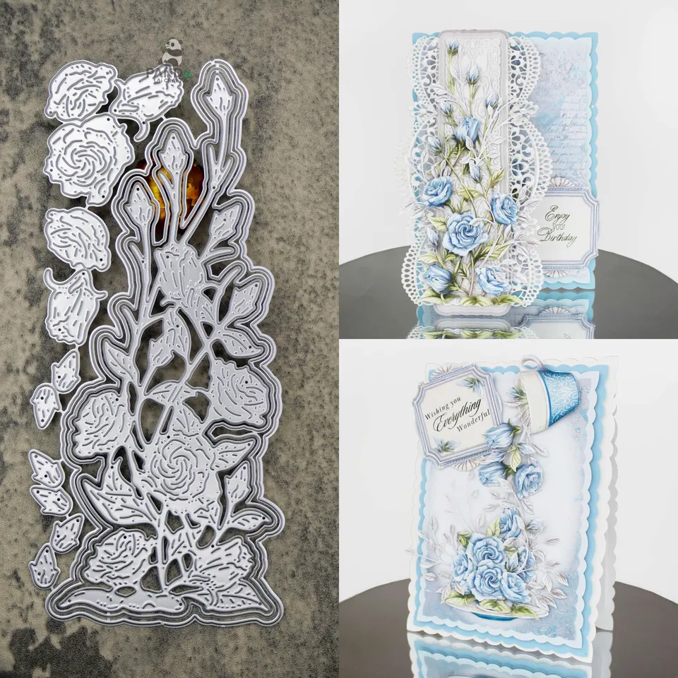 Pandalai zdvihol Lisianthus Die set kovové rezanie matričiek DIY Dekoratívne reliéfne papierové karty remeselníky Blade Punch Stencils Scrapbook