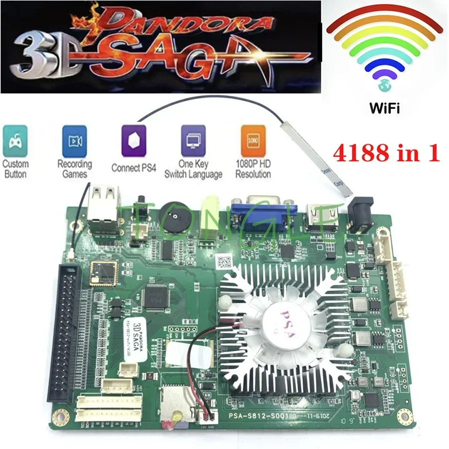 Pandora Saga Arcade Box, arkádová konzola, podpora základnej dosky, USB pre TV, PC, PS3, 3D kazety, 4188 v 1, 2020