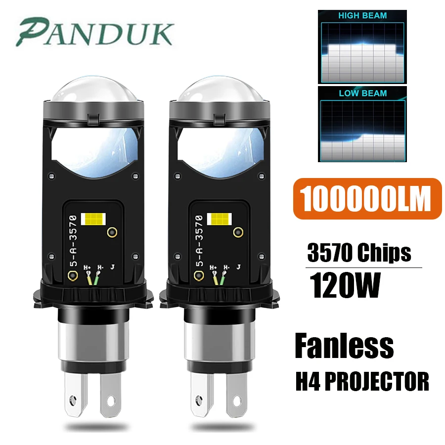 Panduk H4 LED žiarovky CANBUS Svetlomet 260000LM 9003/HB2 s ​​mini objektívom projektora pre vozidlo Motocykel Plug Play 6000K White 12V 24V
