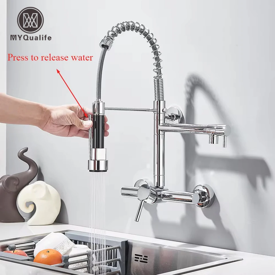 Panel Chrome Kitchen Faucet v stene kuchynského mixéra Crane Hot and Cold Taps Gourment Kuchynské bočné krídlo faucet