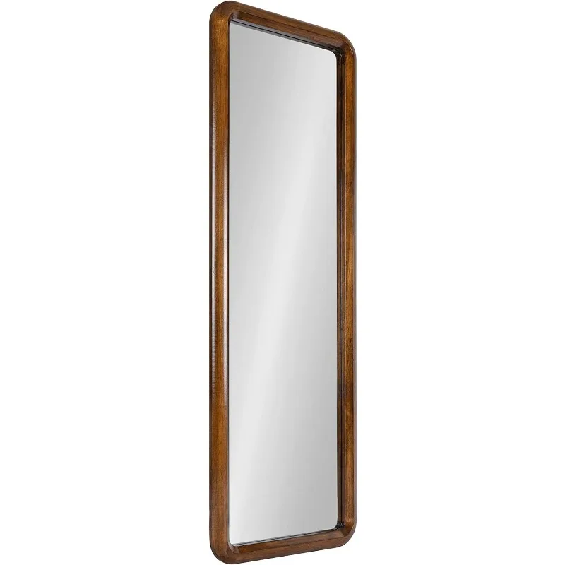 Panel v polovici storočia Panel Wood Rámované nástenné zrkadlo, 16 x 48, orechový hnedý, moderné zrkadlo v plnej dĺžke pre stenu
