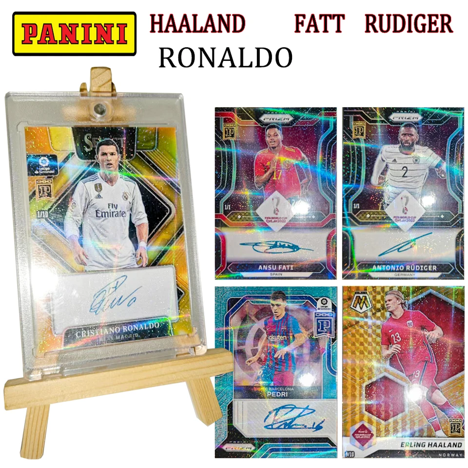 Panini Star Card DIY Haaland Fatt Rudiger Ronaldo refrakčný kríž laser Collection Card Card Card tehly sviatočné darčeky