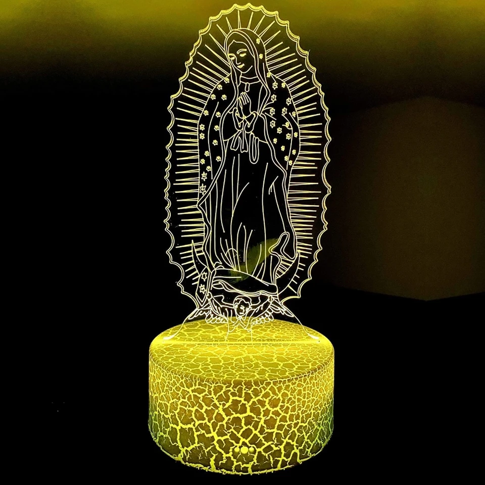 Panna Mary Lamp Religion 3d LED Nočné svetlo Ježiš Ježiš Kristus hinduizmus stolová lampa 16 farebný prepínač Najlepšie pre darčeky Vianoce
