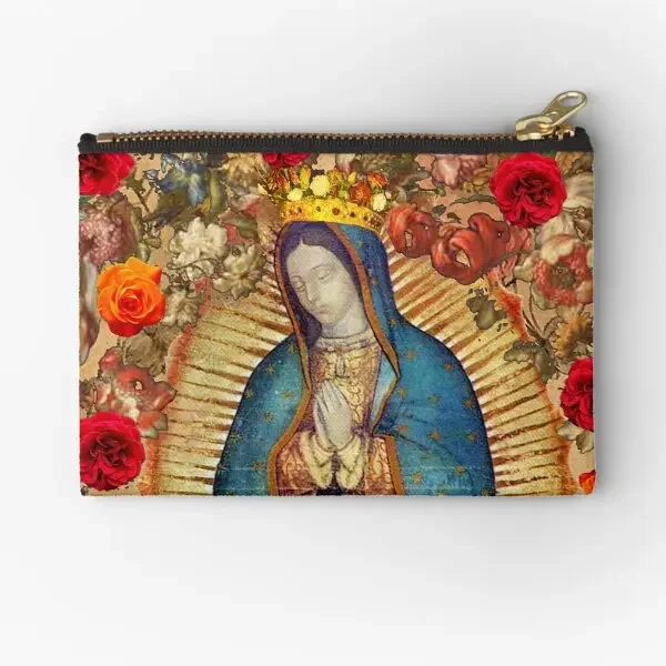 Panna Mária z Guadalupe Panna Mary Cathol Cathol zipsové vrecká skladovacie módy dámske ponožky Kľúč Čisté malé vreckové peňaženka Kozmetika