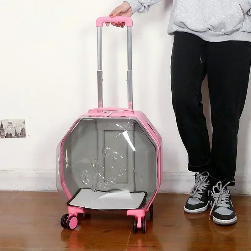 Panoramatický priehľadný domáci trolárny trolárny batožinový hliník zliatiny mačací kufr