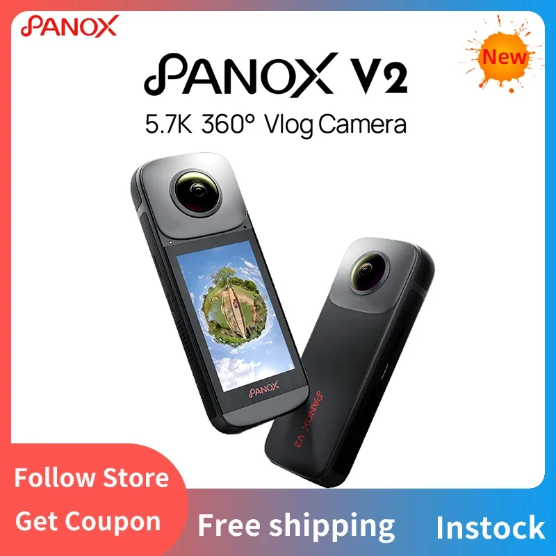 Panox V2 5.7K 360 Panoramatická akčná kamera 360 stupňov Panoramatické snímanie 4K Camera Anti Shake For Live Outdoor Sport Ride