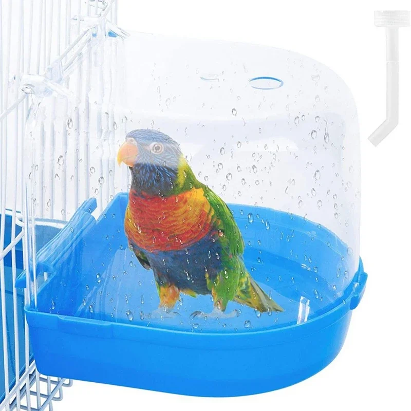 Papagájový vani vtáčie kúpeľne kocka sprchovací kút klietka Plastové puzdro Pet vták Bird Box Parrot vodná sprcha