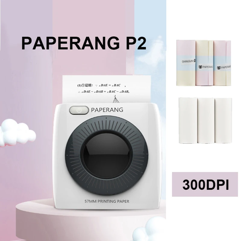 Paperang P2 vrecková tlačiareň 300DPI BT bezdrôtová tlačiareň Prenosná tepelná tlačiareň pre fotografiu kompatibilná s Android iOS Windows Mac Mac
