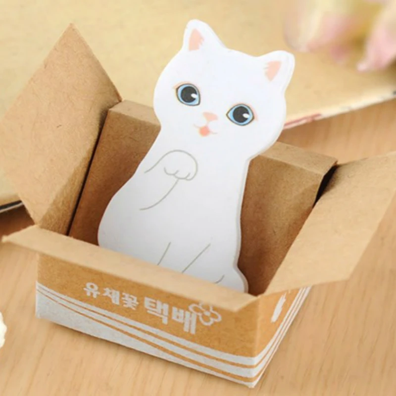 Papier s mačkou roztomilé poznámky poznámky kawaii Kórejské kancelárske potreby mačiatko dizajn zvieracie lepivé poznámky