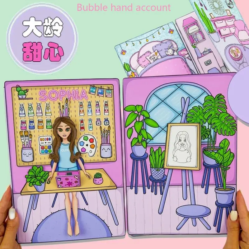Papierová bábika Dievča obliekanie tichej knihy doudou kniha detská puzzle ručne vyrábaná DIY hotová hračka Material Pack Pack
