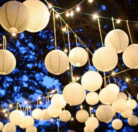 papierové gule Čínsky okrúhly papier Lucerny na svadobnú hostinu Domov visí dekorácie Lampy Round Svadobný papier Lucerna