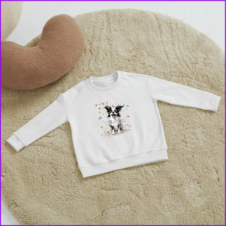 Papillon roztomilý pes Sja169 Kids chlapci dievčatá Dievčatá mikiny mikiny Strikské topy dospievajúce oblečenie Rainbow Friends
