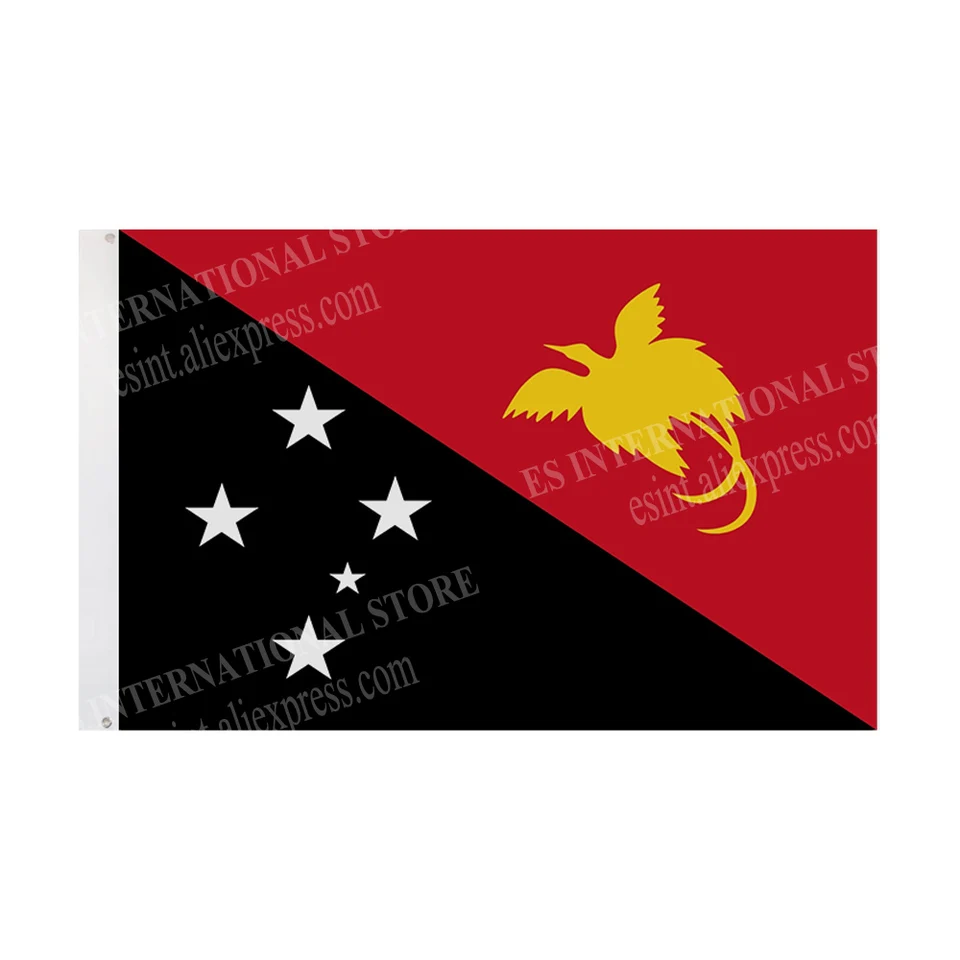 Papua Nová Guinea Flag National Graphic Custom Tlated Banner Banner Outdoor Advertising DeCoration Polyester 3x5ft 90x150ｃｍ