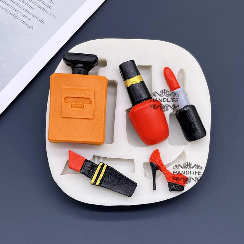 Parfum rúž s vysokým podpätkom topánky Silikónový fondant tortu zdobenie náradie cukrovinky Clay Cupcake Čokoládové formy na pečenie