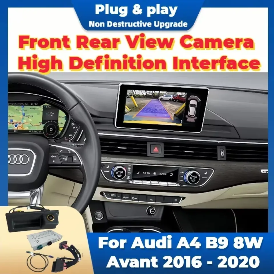Parkovacia pomoc pri spätnom fotoaparáte pre Audi A4 B9 8W RS4 S4 Avant 2016 - 2024 OEM Screen Plug and Prehrávanie parkovacieho fotoaparátu HD predného zadného pohľadu