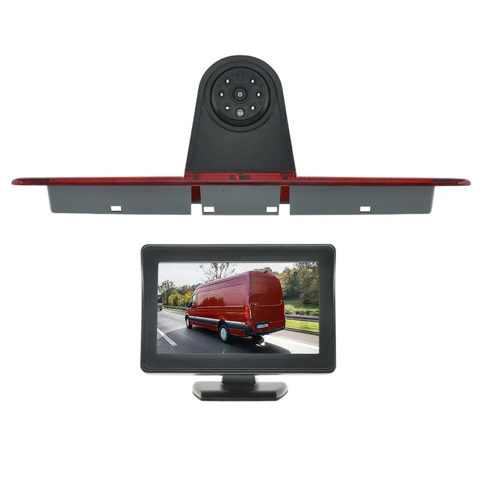 Parkovacie auto Zadné pohľady na brzdové svetlo 4,3 palca Monitor pre Mercedes-Benz Sprinter W906 Volkswagen Crafter Caravelle T5 T6