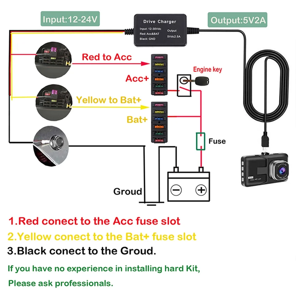 Parkovací sledovací kábel pre 70MAi 4K A800S A500S D06 D07 D08 M300 Hardwire Kit Up02 pre autá DVR 24H parkovací monitor