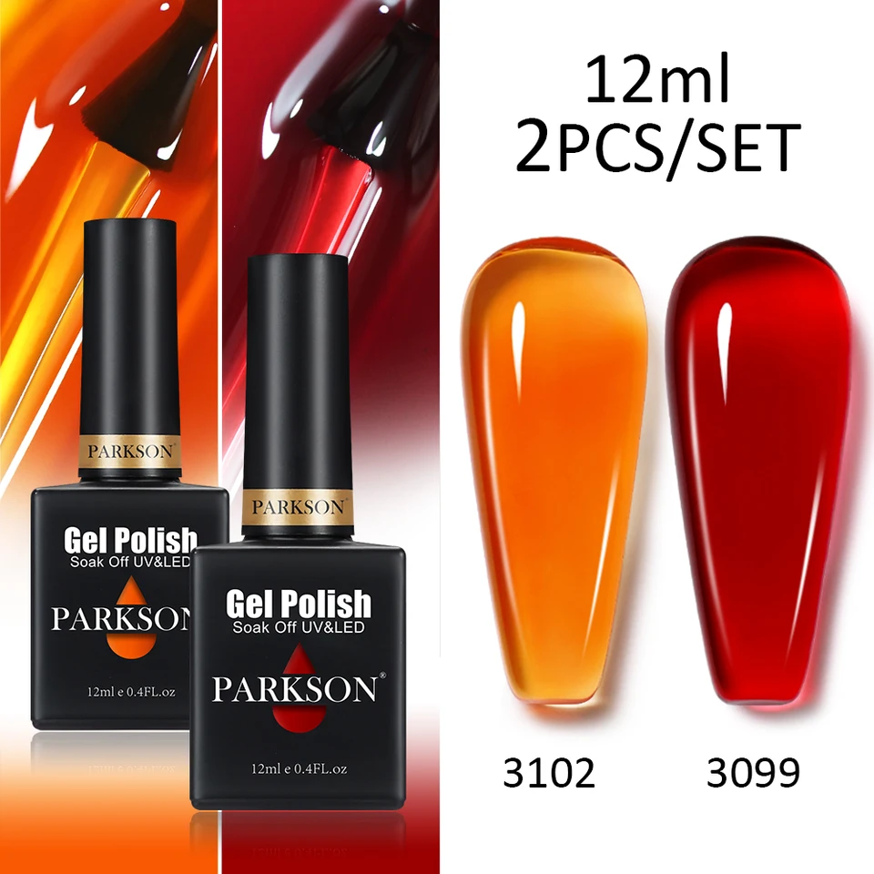 Parkson 12 ml 2ks/set ľadový priehľadný želé gél lak na nechty namočený UV LED LED polopriehľadný priehľadný lak na nechty lak