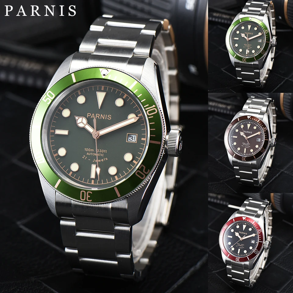 Parnis 41 mm zafírový krištáľ Miyota Automatické pánske hodinky Luminárovi markeru 10 ATM nepremokavé
