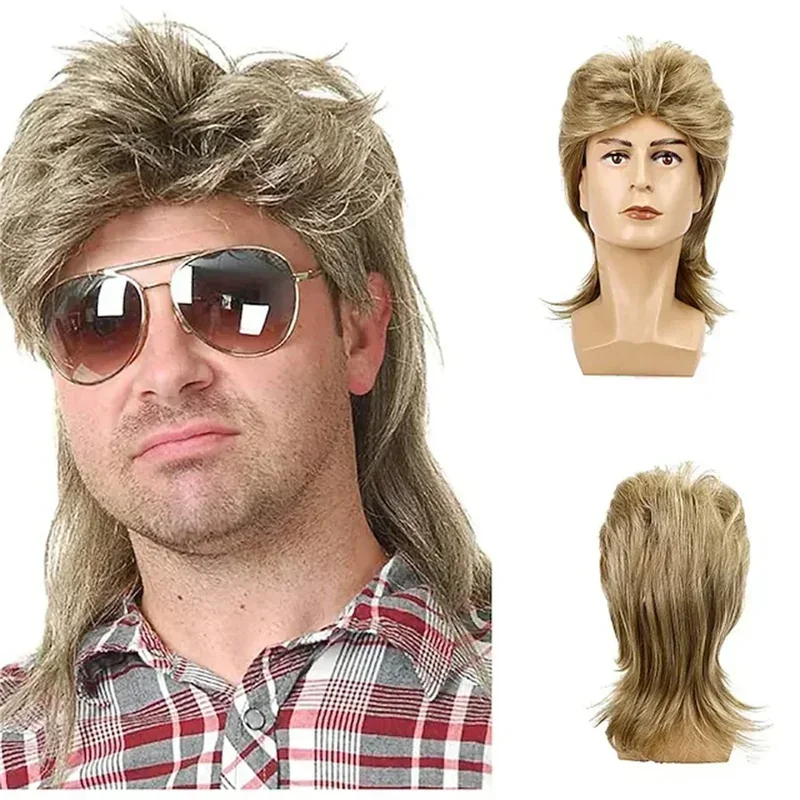 Parochne parochne pre mužov 70. rokov 80. rokov kostýmy Pánny čierna fantastická párty príslušenstvo Cosplay Hair Halloween Wig M20