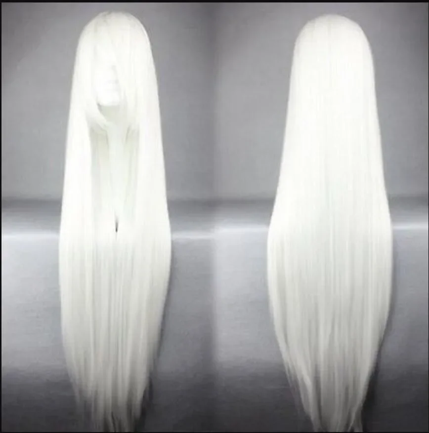 Parochňa 100 cm dlhá Touhou Project-fujiwara no mokou biely cosplay kostým parochňou kostým