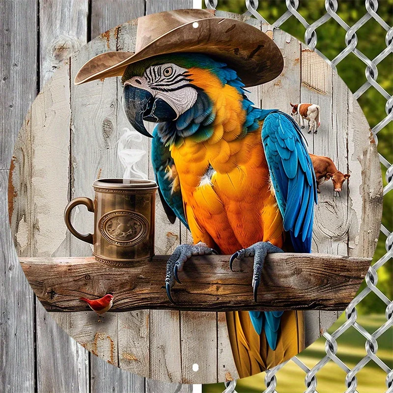 Parrot Pet Dekoratívny hliníkový kovový znak, HD tlač, ideálne pre internát, dekoráciu tematiky hippie, darček na Valentína