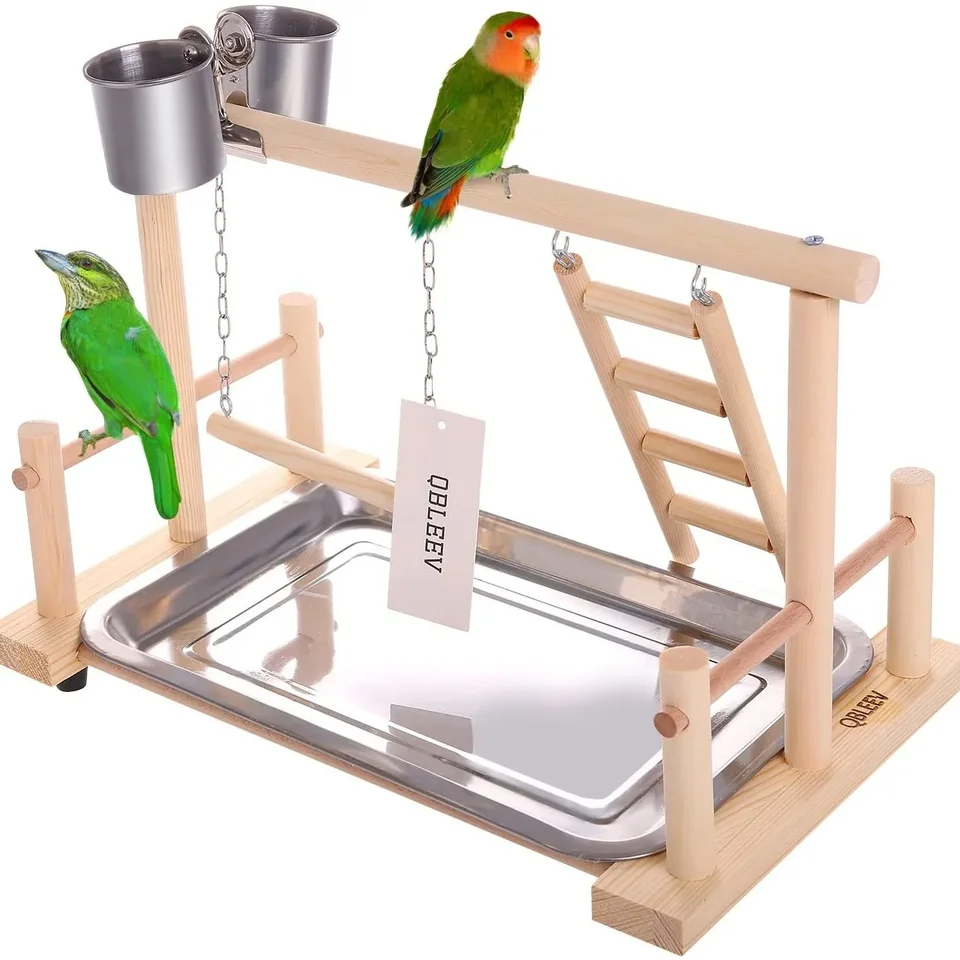 Parrot stojan na masívne drevo, výcvik vtákov, zásoby hračiek, výcvikový stojan na plochu, parrot Interactive Amusement Park