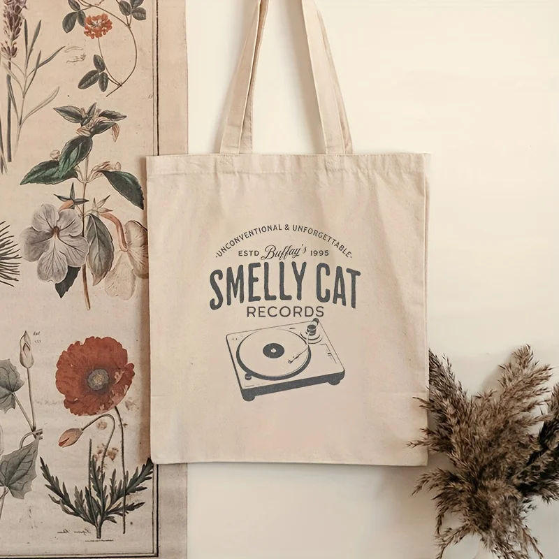 Partel Cat Friends Pattern Tate Bag, Canvas Ramer Bag pre denné dochádzanie dámskeho trendy skladacieho nákupného tašky