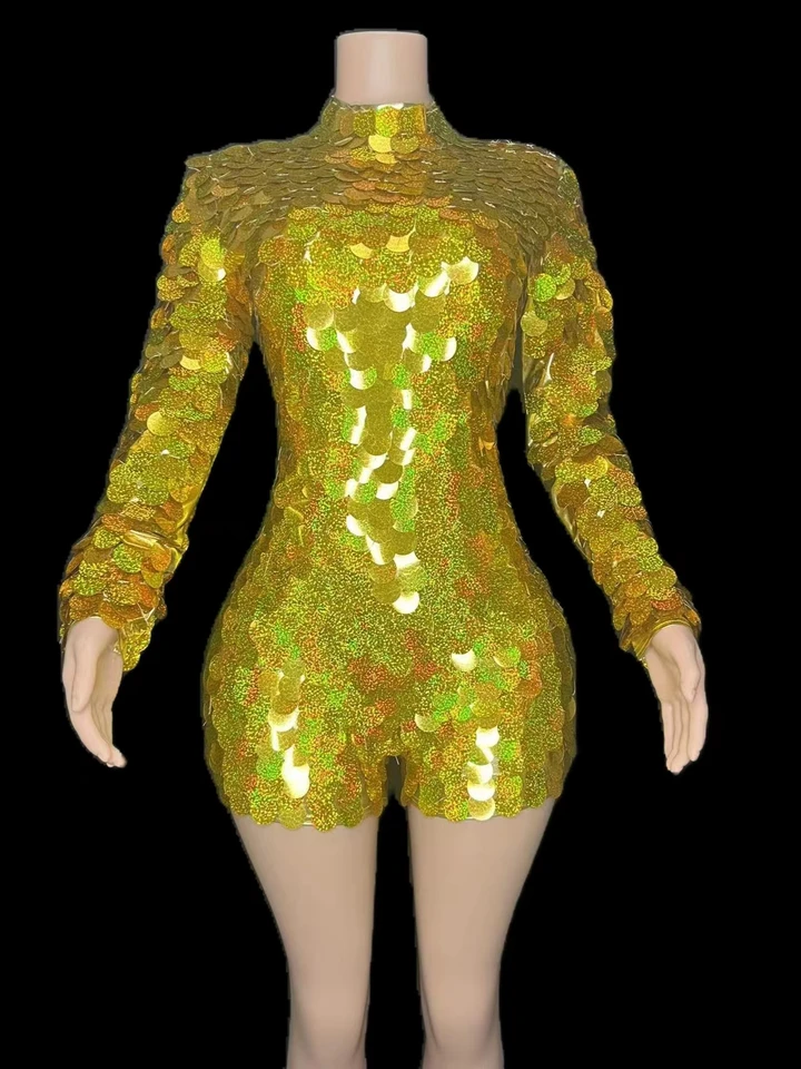 Party s flitrami kombinézou Sexy Golden Dream Birthday Party Dress Party