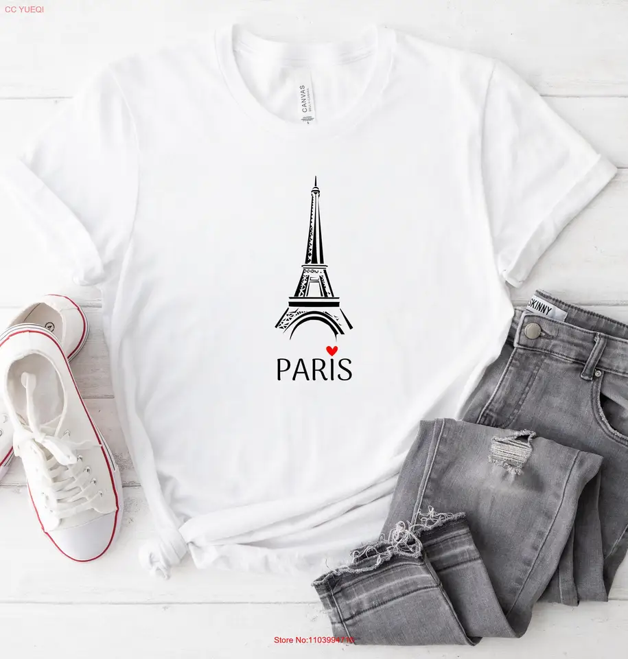 Paríž Tieň Francúzsko Láska Príležitostný výlet mesto Eiffel Tower dlhé alebo krátke rukávy