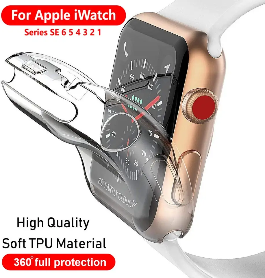 Pase Cover Cover For Apple Watch 8/7/6/5/4 49 mm 41 mm 45 mm 44 mm 44 mm Soft Slim Clear Clear TPU Protector pre Iwatch 3/2 38 42 mm