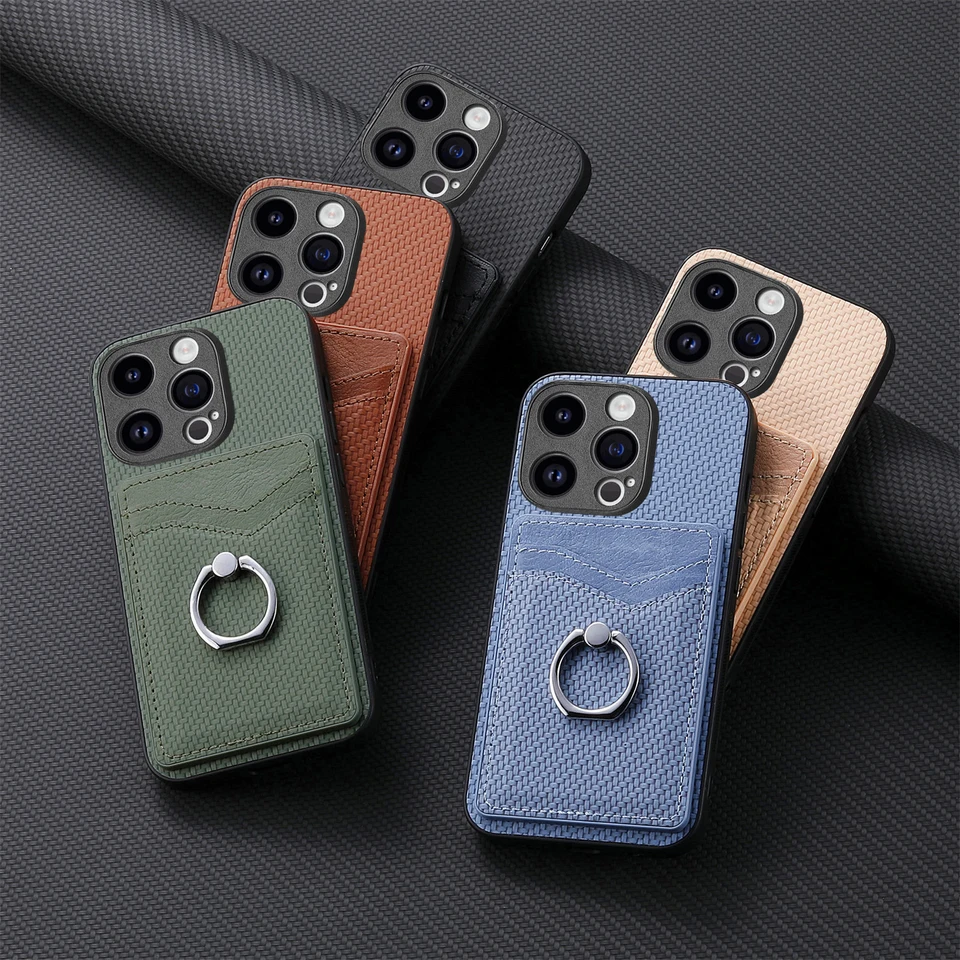 Pase držiteľa karty pre držiak pre peňaženku pre Apple iPhone 15 Pro xs Max xr x 8 7 6s plus SE 2020 2022 Magnet Ring Kickstand zadný kryt puzdra