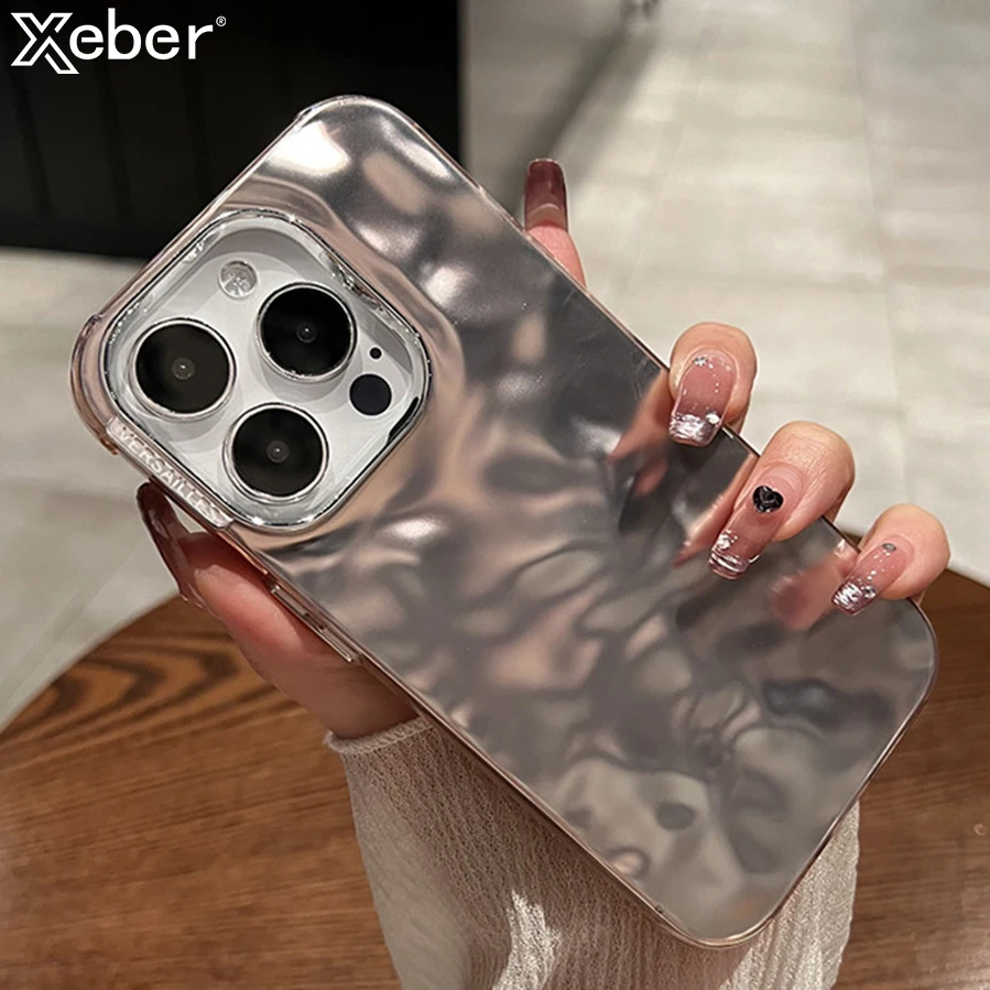 Pase matná vodná vlna puzdro pre iPhone 16 14 11 12 13 15 Pro Max x xr 7 plus cínová fóliová textúra Tvrdý kryt na ochranu PC