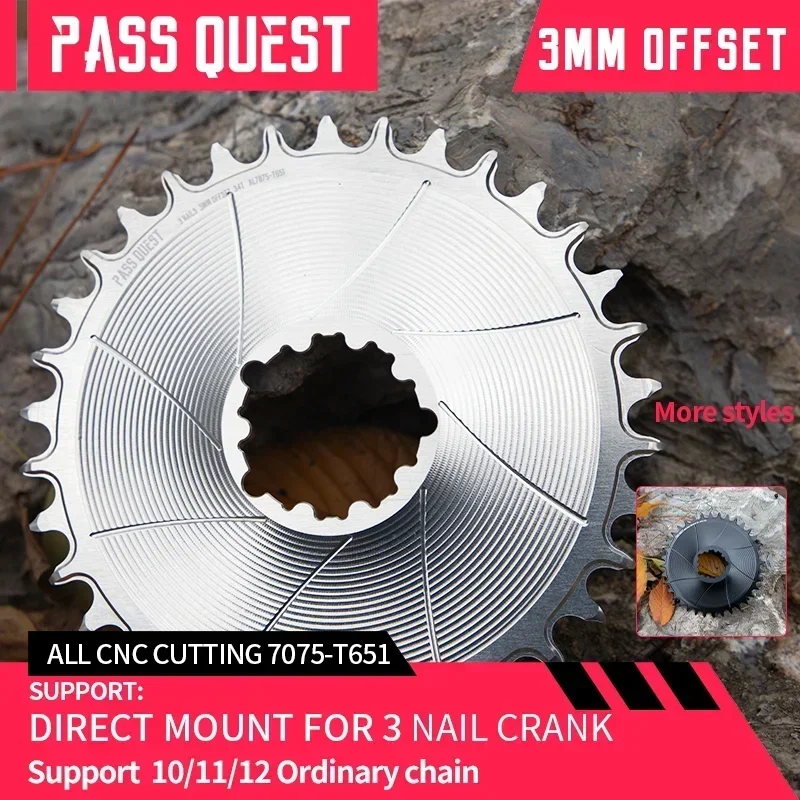 Pass Quest 3 nechty 3 mm offset aero okrúhle úzke široké pripevnenie priameho držiaka Crank Gravel Bike pre SX Mountain Bike 28-38T