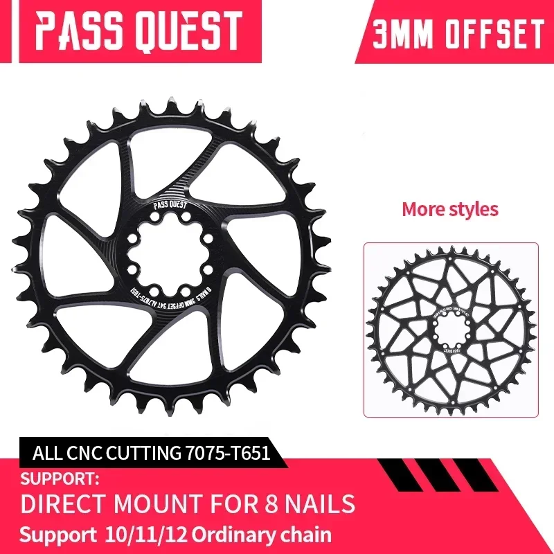 Pass Quest 8 Nails Forlecket 3mm Offset 28-48T Round/Oval Road Bike Direct Mount Celeš