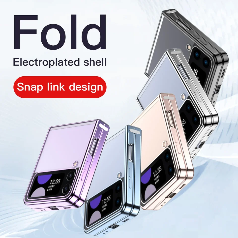 Pastačný puzdro pre Samsung Galaxy Z Flip 6 5 4 3 5G ZÁVODNÉ KAPNE LINK Transparentné módne krytie Anti-knock pre flip5 flip6