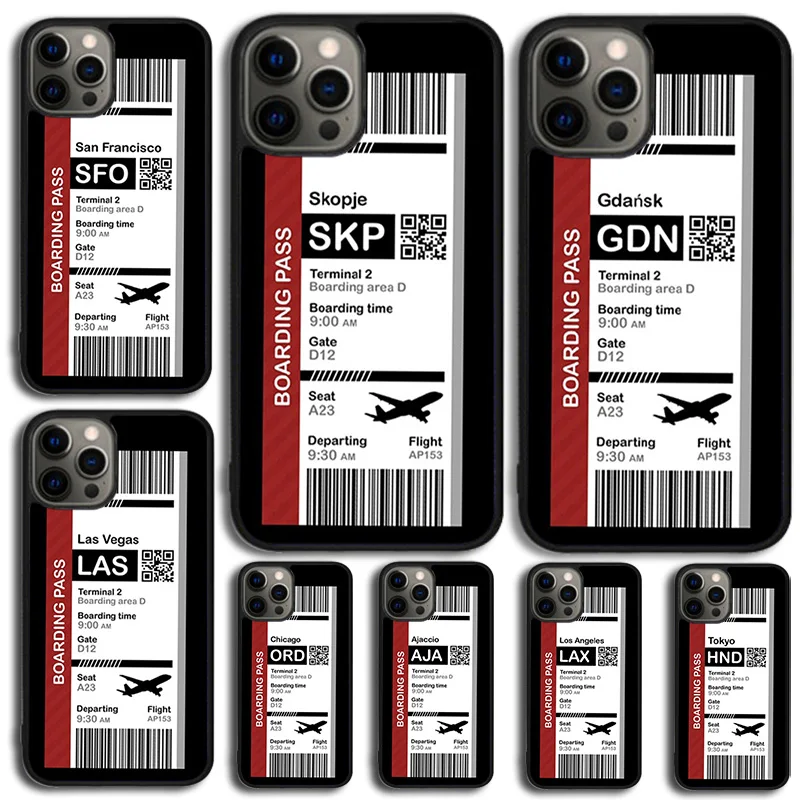 Pasting Pass Flight Target Ticket Pase pre iPhone 16 15 14 13 12 Mini 11 Pro Max Plus xs Max xr Cover Coque Coque