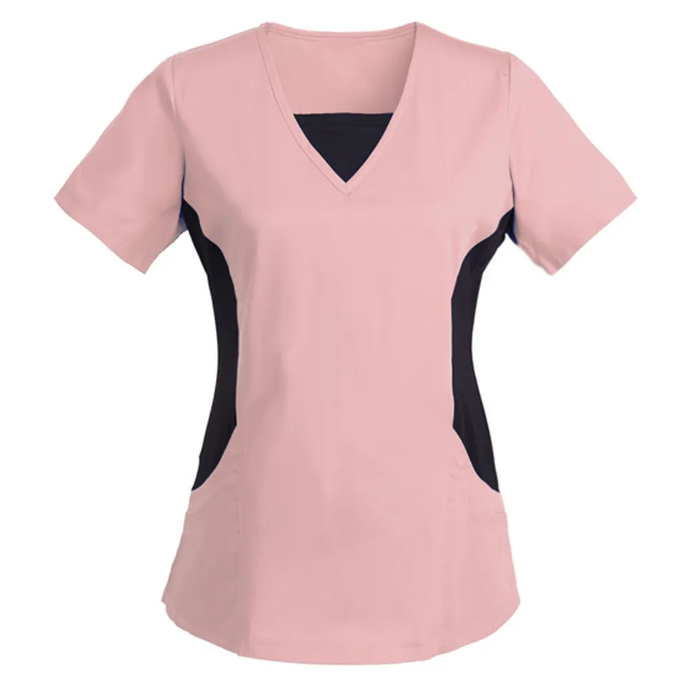 Patchworky tops sestry Jednotné ženy v krku v krku s pevnou krátkym blúzkou Dámske kroviny Top pracovná jednotná chirurgia lekári