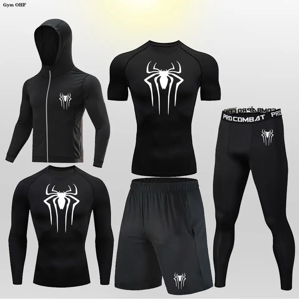 Pavúk pánska fitness vysokokvalitná telocvičňa bežecká športový oblek mma Rashguard kompresia priedušné pančucháče kraje