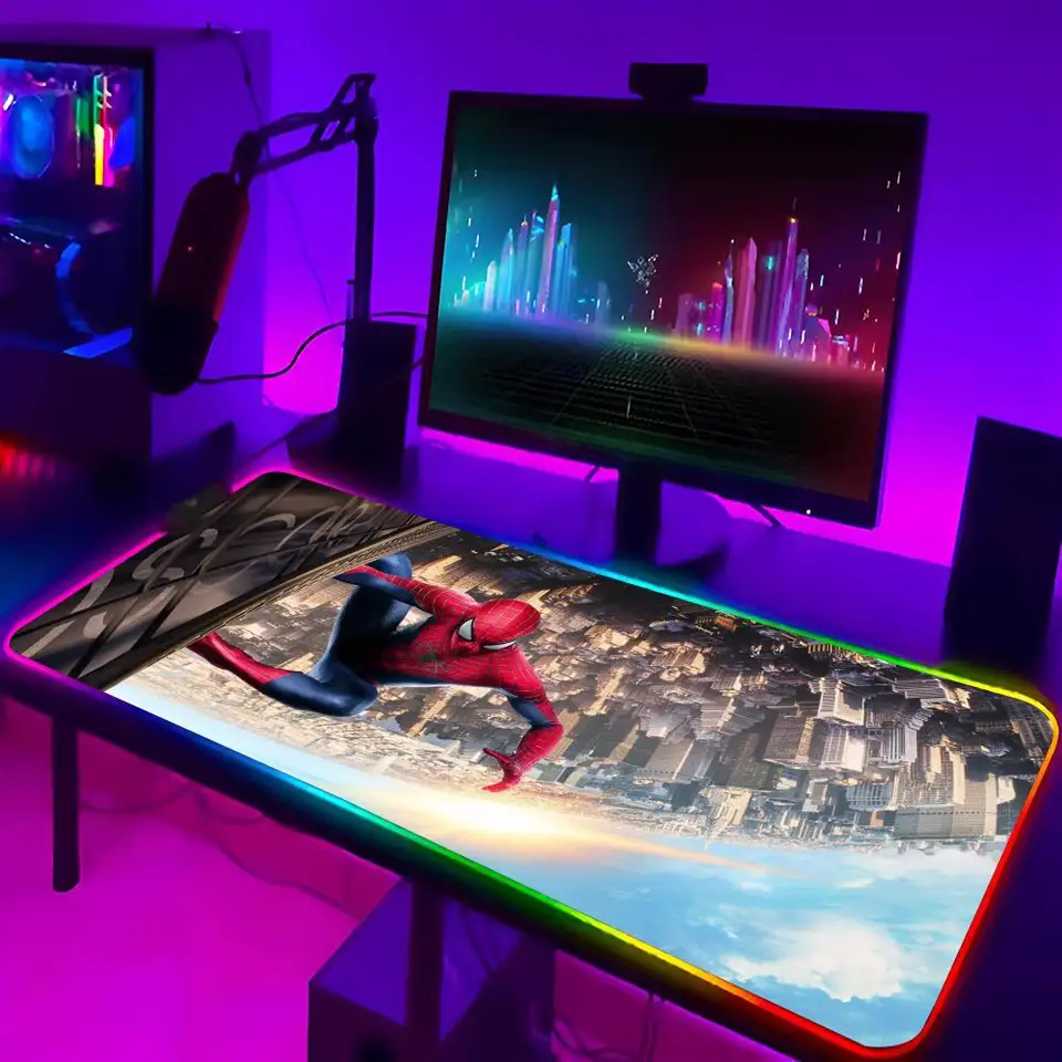 Pavúky-mans myš Mouse Pad Gaming RGB MousePad Backlit Keyboard Gamer Girl Fashion xxl laptop mat stolové podložky stolov