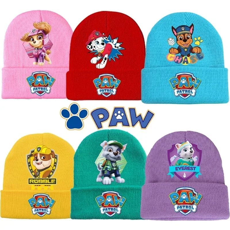 Paw Patrol Child Pletená čiapka Chase Skye Rocky Beanies Zimný teplý klobúk anime doplnky roztomilé hlavy chlapcov