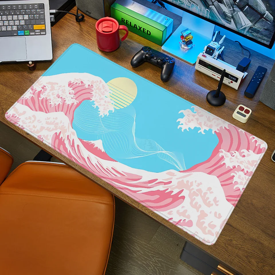 PC Herné príslušenstvo Japonské vlny XXL Mouse Pad 900x400 Gamer Desk Mat MousePad Anime počítačový stôl Veľké rohože Office mause
